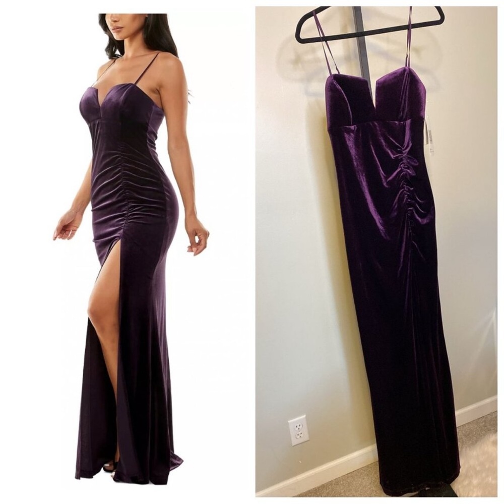 Emerald Sundae Purple Slit Maxi Gown